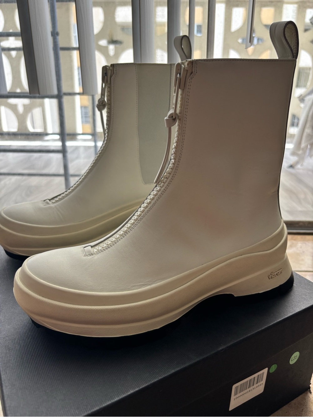 JIL SANDER Women’s Front-Zip Platform Boot - White